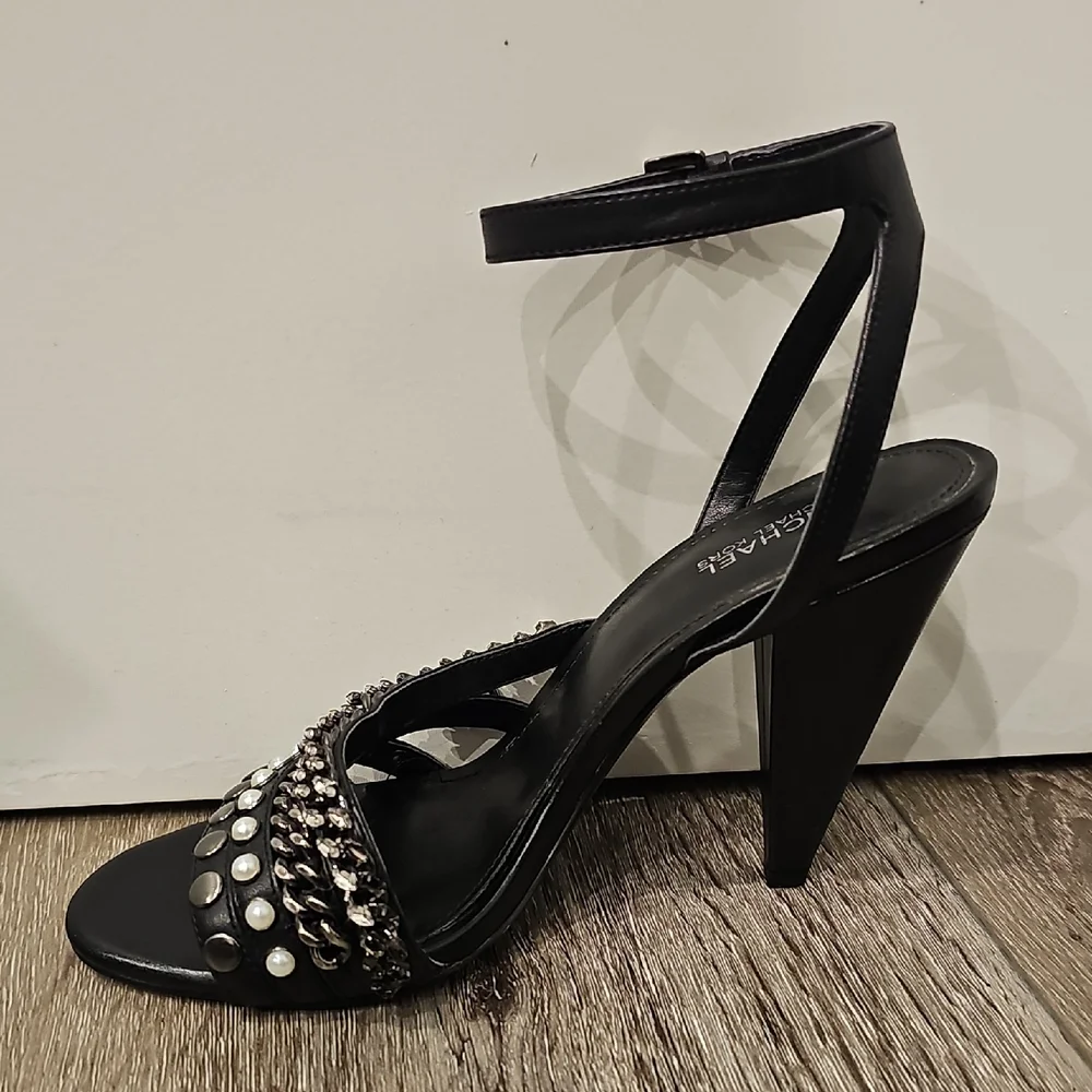 MICHAEL KORS Black Heels with Silver Studs
